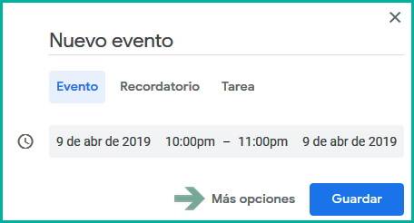 Crear evento