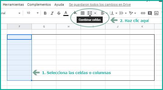 Combinar celdas en Google Sheets