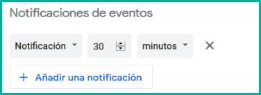 Utiliza Google Calendar y haz que tus reuniones sean de 30 minutos 4 Configurar notificaciones