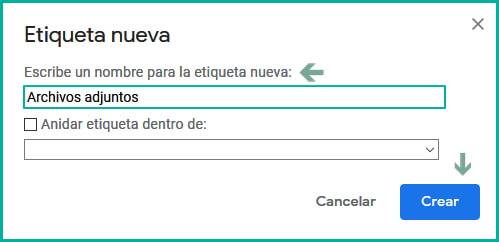 Crear una nueva etiqueta para usarla en los filtros de Gmail