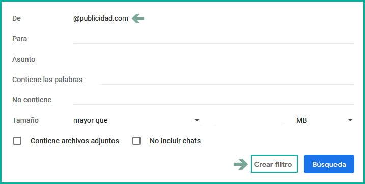 Filtro de Gmail para mensajes no leidos